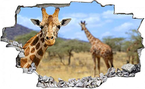 3D Beschädigten Wandsticker,Giraffe, Kinderzimmer Babyzimmer Entfernbare Wandtattoos Wandbilder 53x80cm von Nian