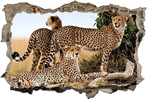 Wandtattoo Wandsticker Wandaufkleber 3D-Effekt Durchbruch Leopard Natur für Babyzimmer Kinderzimmer 60x90cm von Nian