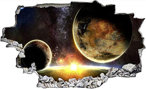 Wandtattoo Wandsticker Wandaufkleber 3D-Effekt Durchbruch Weltraum Space für Babyzimmer Kinderzimmer 70x110cm von Nian