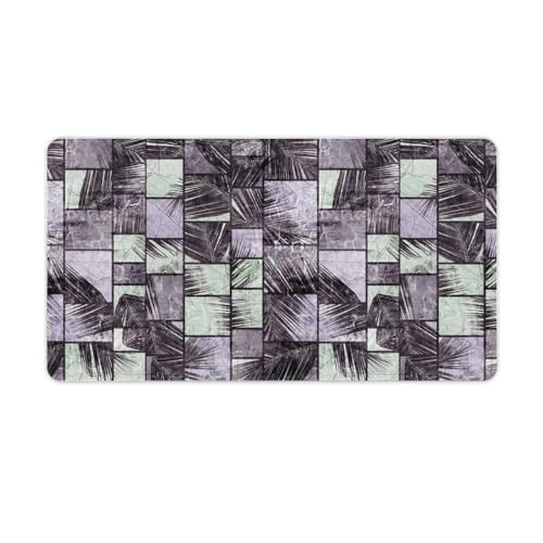 Großes Gaming-Mauspad, Blatt-Design, ethnischer abstrakter Druck, rutschfeste wasserdichte Gummiunterseite, verlängerte lange Tastaturmatte, Schreibtischzubehör für Gaming, Büro und Zuhause, 40 x 75 von Niapessel