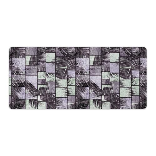 Großes Gaming-Mauspad, Blatt-Design, ethnischer abstrakter Druck, rutschfeste wasserdichte Gummiunterseite, verlängerte lange Tastaturmatte, Schreibtischzubehör für Gaming, Büro und Zuhause, 40 x 90 von Niapessel