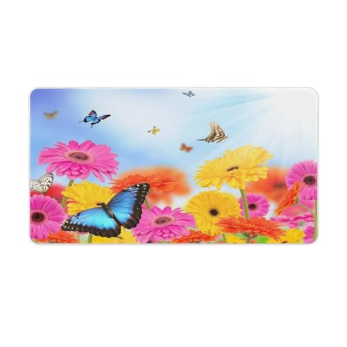 Großes Gaming-Mauspad, Blumen mit Schmetterlings-Druck, Schreibtischmatte, rutschfeste wasserdichte Gummiunterseite, verlängerte lange Schreibtischunterlage, Tastaturmatte, Mauspads Großes Gaming-Mauspad, Blumen mit Schmetterlings-Druck, Schreibtischmatte, rutschfeste wasserdichte Gummiunterseite, verlängerte lange Schreibtischunterlage, Tastaturmatte, Mauspads von Niapessel
