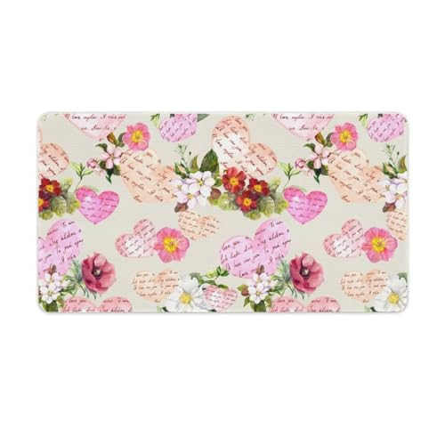 Großes Gaming-Mauspad, Blumenherzen mit "I Love You"-Druck, Schreibtischmatte, rutschfeste wasserdichte Gummiunterseite, verlängerte lange Schreibtischunterlage, Tastaturmatte, Mauspads Großes Gaming-Mauspad, Blumenherzen mit "I Love You"-Druck, Schreibtischmatte, rutschfeste wasserdichte Gummiunterseite, verlängerte lange Schreibtischunterlage, Tastaturmatte, Mauspads von Niapessel