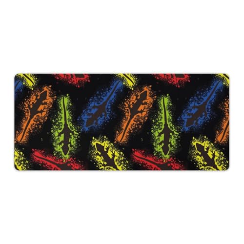 Großes Gaming-Mauspad, Chamäleon-Grunge-Design, Schreibtischmatte, rutschfest, wasserdicht, Gummiunterseite, verlängerte lange Tastaturmatte, Schreibtischzubehör für Gaming, Büro und Zuhause, 40 x 90 von Niapessel