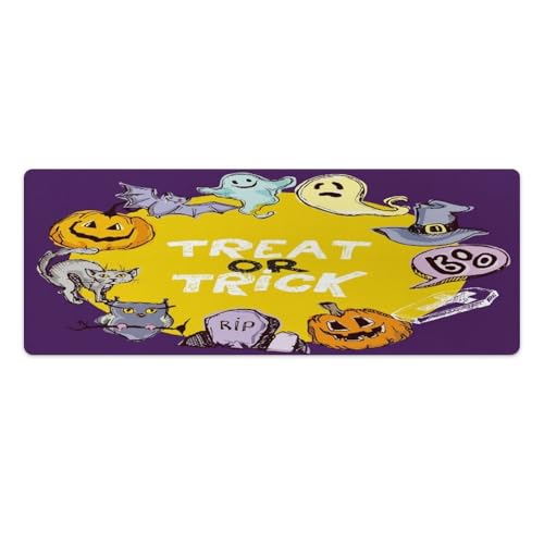 Großes Gaming-Mauspad, Halloween-Doodle-Druck, Schreibtischmatte, rutschfest, wasserdicht, Gummiunterseite, verlängerte lange Tastaturmatte, Schreibtischzubehör für Gaming, Büro und Zuhause, 30 x 80 Großes Gaming-Mauspad, Halloween-Doodle-Druck, Schreibtischmatte, rutschfest, wasserdicht, Gummiunterseite, verlängerte lange Tastaturmatte, Schreibtischzubehör für Gaming, Büro und Zuhause, 30 x 80 von Niapessel
