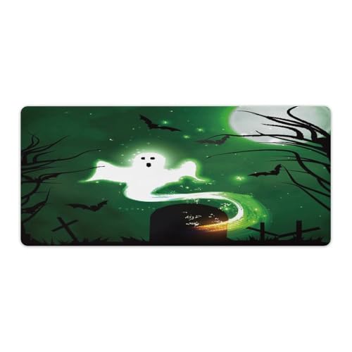 Großes Gaming-Mauspad, Halloween-Geister-Druck, Schreibtischmatte, rutschfeste wasserdichte Gummiunterseite, verlängerte lange Tastaturmatte, Schreibtischzubehör für Gaming, Büro und Zuhause, 40 x 90 Großes Gaming-Mauspad, Halloween-Geister-Druck, Schreibtischmatte, rutschfeste wasserdichte Gummiunterseite, verlängerte lange Tastaturmatte, Schreibtischzubehör für Gaming, Büro und Zuhause, 40 x 90 von Niapessel