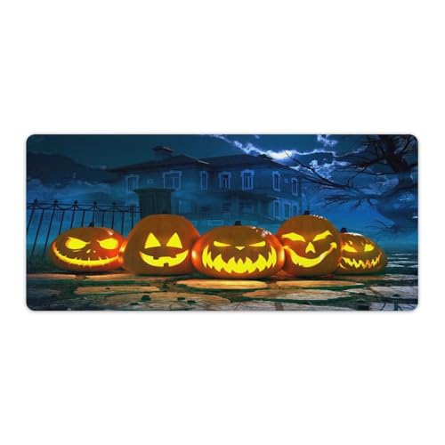 Großes Gaming-Mauspad, Halloween-Kürbis-Druck, Schreibtischmatte, rutschfeste wasserdichte Gummiunterseite, verlängerte lange Tastaturmatte, Schreibtischzubehör für Gaming, Büro und Zuhause, 40 x 90 Großes Gaming-Mauspad, Halloween-Kürbis-Druck, Schreibtischmatte, rutschfeste wasserdichte Gummiunterseite, verlängerte lange Tastaturmatte, Schreibtischzubehör für Gaming, Büro und Zuhause, 40 x 90 von Niapessel