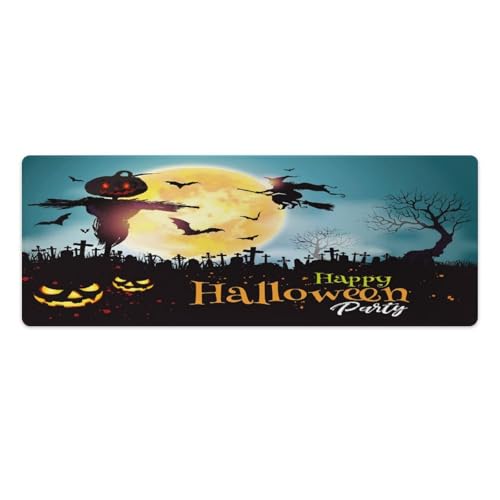 Großes Gaming-Mauspad, Halloween-Nacht, Mystery-Friedhofs-Druck, Schreibtischmatte, rutschfest, wasserdicht, Gummiunterseite, verlängerte lange Tastaturmatte, Schreibtischzubehör für Gaming, Büro und Großes Gaming-Mauspad, Halloween-Nacht, Mystery-Friedhofs-Druck, Schreibtischmatte, rutschfest, wasserdicht, Gummiunterseite, verlängerte lange Tastaturmatte, Schreibtischzubehör für Gaming, Büro und von Niapessel