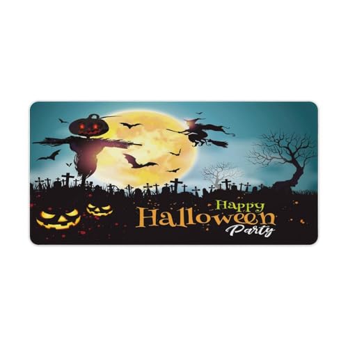 Großes Gaming-Mauspad, Halloween-Nacht, Mystery-Friedhofs-Druck, Schreibtischmatte, rutschfest, wasserdicht, Gummiunterseite, verlängerte lange Tastaturmatte, Schreibtischzubehör für Gaming, Büro und Großes Gaming-Mauspad, Halloween-Nacht, Mystery-Friedhofs-Druck, Schreibtischmatte, rutschfest, wasserdicht, Gummiunterseite, verlängerte lange Tastaturmatte, Schreibtischzubehör für Gaming, Büro und von Niapessel