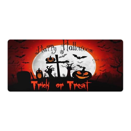 Großes Gaming-Mauspad, Halloween-Nacht-Druck, Schreibtischmatte, rutschfeste wasserdichte Gummiunterseite, verlängerte lange Tastaturmatte, Schreibtischzubehör für Gaming, Büro und Zuhause, 40 x 90 cm Großes Gaming-Mauspad, Halloween-Nacht-Druck, Schreibtischmatte, rutschfeste wasserdichte Gummiunterseite, verlängerte lange Tastaturmatte, Schreibtischzubehör für Gaming, Büro und Zuhause, 40 x 90 cm von Niapessel
