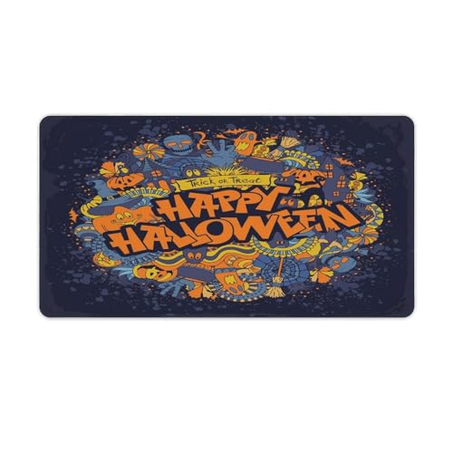 Großes Gaming-Mauspad, Happy Halloween, Retro-Kritzelei-Druck, Schreibtischmatte, rutschfeste wasserdichte Gummiunterseite, verlängerte lange Tastaturmatte, Schreibtischzubehör für Gaming, Büro und Großes Gaming-Mauspad, Happy Halloween, Retro-Kritzelei-Druck, Schreibtischmatte, rutschfeste wasserdichte Gummiunterseite, verlängerte lange Tastaturmatte, Schreibtischzubehör für Gaming, Büro und von Niapessel