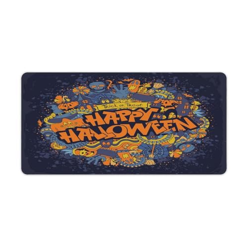 Großes Gaming-Mauspad, Happy Halloween, Retro-Kritzelei-Druck, Schreibtischmatte, rutschfeste wasserdichte Gummiunterseite, verlängerte lange Tastaturmatte, Schreibtischzubehör für Gaming, Büro und Großes Gaming-Mauspad, Happy Halloween, Retro-Kritzelei-Druck, Schreibtischmatte, rutschfeste wasserdichte Gummiunterseite, verlängerte lange Tastaturmatte, Schreibtischzubehör für Gaming, Büro und von Niapessel