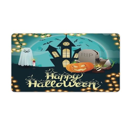 Großes Gaming-Mauspad, Happy Halloween-Druck, Schreibtischmatte, rutschfeste, wasserdichte Gummiunterseite, verlängerte lange Tastaturmatte, Schreibtischzubehör für Gaming, Büro und Zuhause, 40 x 75 Großes Gaming-Mauspad, Happy Halloween-Druck, Schreibtischmatte, rutschfeste, wasserdichte Gummiunterseite, verlängerte lange Tastaturmatte, Schreibtischzubehör für Gaming, Büro und Zuhause, 40 x 75 von Niapessel