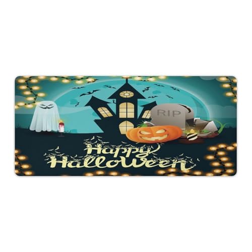 Großes Gaming-Mauspad, Happy Halloween-Druck, Schreibtischmatte, rutschfeste wasserdichte Gummiunterseite, verlängerte lange Tastaturmatte, Schreibtischzubehör für Gaming, Büro und Zuhause, 40 x 90 cm Großes Gaming-Mauspad, Happy Halloween-Druck, Schreibtischmatte, rutschfeste wasserdichte Gummiunterseite, verlängerte lange Tastaturmatte, Schreibtischzubehör für Gaming, Büro und Zuhause, 40 x 90 cm von Niapessel