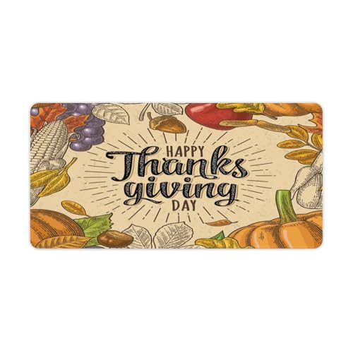 Großes Gaming-Mauspad, Happy Thanksgiving Vintage-Druck, Schreibtischmatte, rutschfeste wasserdichte Gummiunterseite, verlängerte lange Tastaturmatte, Schreibtischzubehör für Gaming, Büro und Zuhause von Niapessel