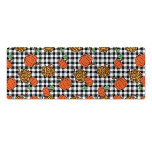 Großes Gaming-Mauspad, Herbst-Kürbisse auf kariertem Druck, rutschfeste wasserdichte Gummiunterseite, verlängerte lange Tastaturmatte, Schreibtischzubehör für Gaming, Büro und Zuhause, 30 x 80 cm Großes Gaming-Mauspad, Herbst-Kürbisse auf kariertem Druck, rutschfeste wasserdichte Gummiunterseite, verlängerte lange Tastaturmatte, Schreibtischzubehör für Gaming, Büro und Zuhause, 30 x 80 cm von Niapessel