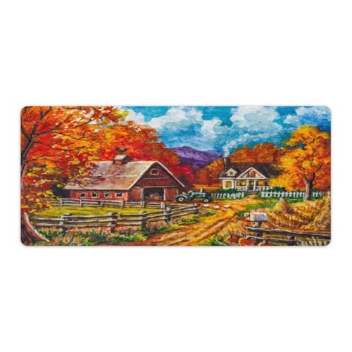 Großes Gaming-Mauspad, Herbst-Landschafts-Druck, Schreibtischmatte, rutschfest, wasserdicht, Gummiunterseite, verlängerte lange Tastaturmatte, Schreibtischzubehör für Gaming, Büro und Zuhause, 40 x 90 Großes Gaming-Mauspad, Herbst-Landschafts-Druck, Schreibtischmatte, rutschfest, wasserdicht, Gummiunterseite, verlängerte lange Tastaturmatte, Schreibtischzubehör für Gaming, Büro und Zuhause, 40 x 90 von Niapessel