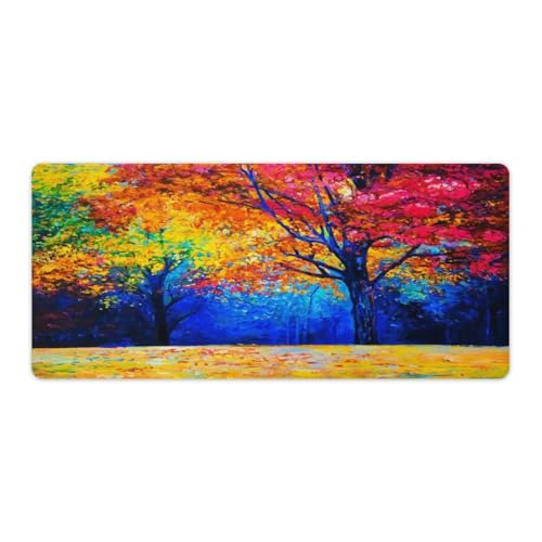 Großes Gaming-Mauspad, Herbstbäume, Wald-Druck, Schreibtischmatte, rutschfeste wasserdichte Gummiunterseite, verlängerte lange Tastaturmatte, Schreibtischzubehör für Gaming, Büro und Zuhause, 40 x 90 Großes Gaming-Mauspad, Herbstbäume, Wald-Druck, Schreibtischmatte, rutschfeste wasserdichte Gummiunterseite, verlängerte lange Tastaturmatte, Schreibtischzubehör für Gaming, Büro und Zuhause, 40 x 90 von Niapessel