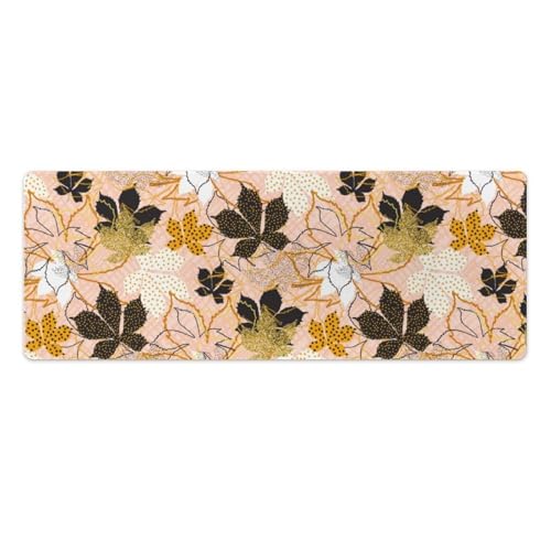 Großes Gaming-Mauspad, Herbstblätter, rosa goldene Farben, Druck, Schreibtischmatte, rutschfeste wasserdichte Gummiunterseite, verlängerte lange Tastaturmatte, Schreibtischzubehör für Gaming, Büro und Großes Gaming-Mauspad, Herbstblätter, rosa goldene Farben, Druck, Schreibtischmatte, rutschfeste wasserdichte Gummiunterseite, verlängerte lange Tastaturmatte, Schreibtischzubehör für Gaming, Büro und von Niapessel