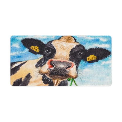 Großes Gaming-Mauspad, Kuh-Farmtier-Druck, Schreibtischmatte, rutschfest, wasserdicht, Gummiunterseite, verlängerte lange Tastaturmatte, Schreibtischzubehör für Gaming, Büro und Zuhause, 30 x 60 cm Großes Gaming-Mauspad, Kuh-Farmtier-Druck, Schreibtischmatte, rutschfest, wasserdicht, Gummiunterseite, verlängerte lange Tastaturmatte, Schreibtischzubehör für Gaming, Büro und Zuhause, 30 x 60 cm von Niapessel