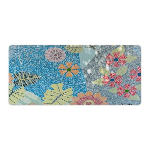 Großes Gaming-Mauspad, Kunstblumen-Blätter-Druck, Schreibtischmatte, rutschfeste wasserdichte Gummiunterseite, verlängerte lange Schreibtischunterlage, Tastaturmatte, Mauspads, Schreibtischzubehör für von Niapessel