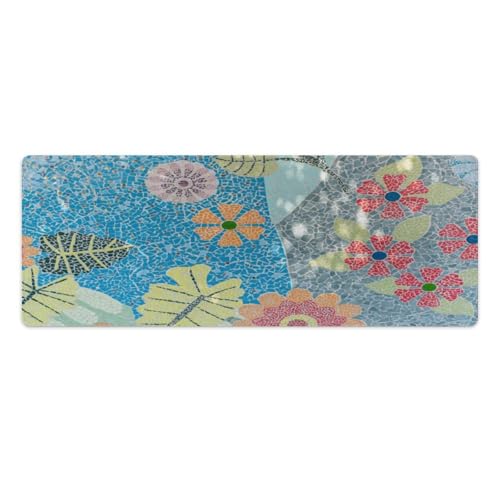 Großes Gaming-Mauspad, Kunstblumen-Blätter-Druck, Schreibtischmatte, rutschfeste wasserdichte Gummiunterseite, verlängerte lange Schreibtischunterlage, Tastaturmatte, Mauspads, Schreibtischzubehör für von Niapessel