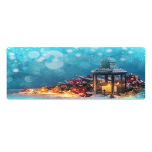 Großes Gaming-Mauspad, Laterne, Weihnachtsdekoration, Druck-Schreibtischmatte, rutschfeste wasserdichte Gummiunterseite, verlängerte lange Tastaturmatte, Schreibtischzubehör für Gaming, Büro und von Niapessel