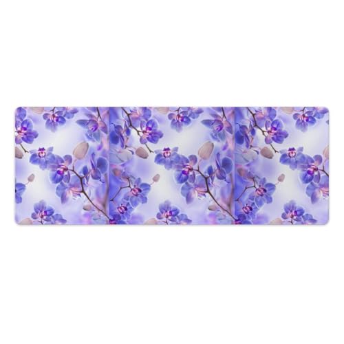Großes Gaming-Mauspad, Motiv: Blühende lila Blumen, rutschfeste wasserdichte Gummiunterseite, verlängerte lange Schreibtischunterlage, Tastaturmatte, Mauspads, Schreibtischzubehör für Gaming, Büro und Großes Gaming-Mauspad, Motiv: Blühende lila Blumen, rutschfeste wasserdichte Gummiunterseite, verlängerte lange Schreibtischunterlage, Tastaturmatte, Mauspads, Schreibtischzubehör für Gaming, Büro und von Niapessel