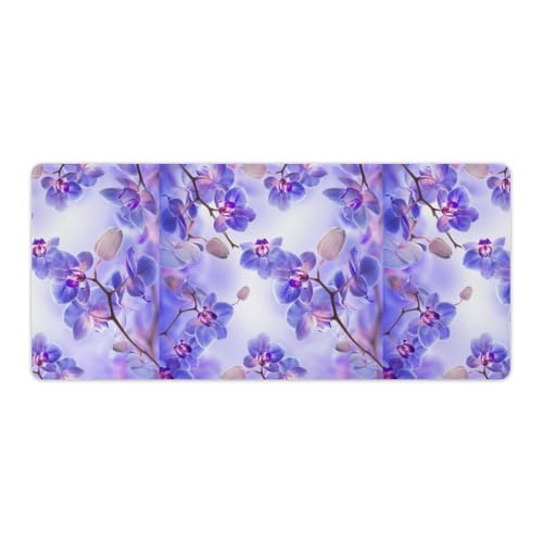 Großes Gaming-Mauspad, Motiv: Blühende lila Blumen, rutschfeste wasserdichte Gummiunterseite, verlängerte lange Schreibtischunterlage, Tastaturmatte, Mauspads, Schreibtischzubehör für Gaming, Büro und Großes Gaming-Mauspad, Motiv: Blühende lila Blumen, rutschfeste wasserdichte Gummiunterseite, verlängerte lange Schreibtischunterlage, Tastaturmatte, Mauspads, Schreibtischzubehör für Gaming, Büro und von Niapessel