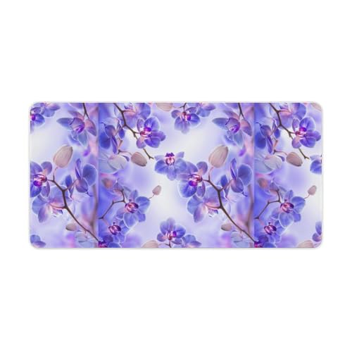 Großes Gaming-Mauspad, Motiv: Blühende lila Blumen, rutschfeste wasserdichte Gummiunterseite, verlängerte lange Schreibtischunterlage, Tastaturmatte, Mauspads, Schreibtischzubehör für Gaming, Büro und Großes Gaming-Mauspad, Motiv: Blühende lila Blumen, rutschfeste wasserdichte Gummiunterseite, verlängerte lange Schreibtischunterlage, Tastaturmatte, Mauspads, Schreibtischzubehör für Gaming, Büro und von Niapessel
