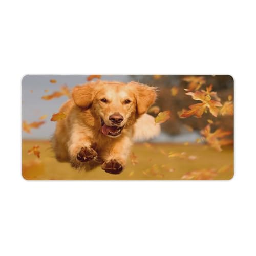 Großes Gaming-Mauspad, Motiv: Hund im Herbst, rutschfeste wasserdichte Gummiunterseite, verlängerte lange Tastaturmatte, Schreibtischzubehör für Gaming, Büro und Zuhause, 30 x 60 cm Großes Gaming-Mauspad, Motiv: Hund im Herbst, rutschfeste wasserdichte Gummiunterseite, verlängerte lange Tastaturmatte, Schreibtischzubehör für Gaming, Büro und Zuhause, 30 x 60 cm von Niapessel