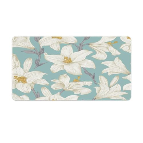 Großes Gaming-Mauspad, Motiv: Lilien, Blumen, rutschfest, wasserdicht, Gummiunterseite, verlängerte lange Schreibtischunterlage, Tastaturmatte, Mauspads, Schreibtischzubehör für Gaming, Büro und Großes Gaming-Mauspad, Motiv: Lilien, Blumen, rutschfest, wasserdicht, Gummiunterseite, verlängerte lange Schreibtischunterlage, Tastaturmatte, Mauspads, Schreibtischzubehör für Gaming, Büro und von Niapessel