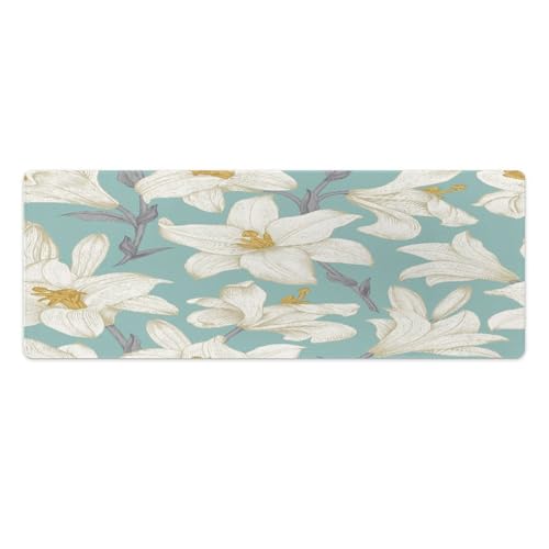 Großes Gaming-Mauspad, Motiv: Lilien, Blumen, rutschfest, wasserdicht, Gummiunterseite, verlängerte lange Schreibtischunterlage, Tastaturmatte, Mauspads, Schreibtischzubehör für Gaming, Büro und Großes Gaming-Mauspad, Motiv: Lilien, Blumen, rutschfest, wasserdicht, Gummiunterseite, verlängerte lange Schreibtischunterlage, Tastaturmatte, Mauspads, Schreibtischzubehör für Gaming, Büro und von Niapessel