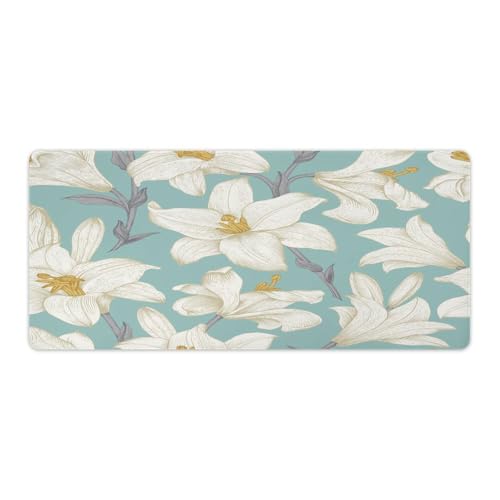 Großes Gaming-Mauspad, Motiv: Lilien, Blumen, rutschfest, wasserdicht, Gummiunterseite, verlängerte lange Schreibtischunterlage, Tastaturmatte, Mauspads, Schreibtischzubehör für Gaming, Büro und Großes Gaming-Mauspad, Motiv: Lilien, Blumen, rutschfest, wasserdicht, Gummiunterseite, verlängerte lange Schreibtischunterlage, Tastaturmatte, Mauspads, Schreibtischzubehör für Gaming, Büro und von Niapessel