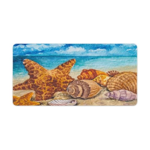 Großes Gaming-Mauspad, Motiv: Sommer-Muscheln und Seestern-Druck, rutschfeste wasserdichte Gummiunterseite, verlängerte lange Tastaturmatte, Schreibtischzubehör für Gaming, Büro und Zuhause, 30 x 60 Großes Gaming-Mauspad, Motiv: Sommer-Muscheln und Seestern-Druck, rutschfeste wasserdichte Gummiunterseite, verlängerte lange Tastaturmatte, Schreibtischzubehör für Gaming, Büro und Zuhause, 30 x 60 von Niapessel