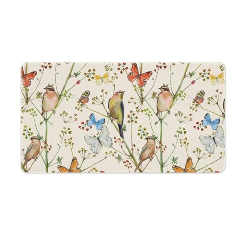 Großes Gaming-Mauspad, Motiv: Vögel und Schmetterlinge, rutschfeste wasserdichte Gummiunterseite, verlängerte lange Schreibtischunterlage, Tastaturmatte, Mauspads, Schreibtischzubehör für Gaming, Büro Großes Gaming-Mauspad, Motiv: Vögel und Schmetterlinge, rutschfeste wasserdichte Gummiunterseite, verlängerte lange Schreibtischunterlage, Tastaturmatte, Mauspads, Schreibtischzubehör für Gaming, Büro von Niapessel