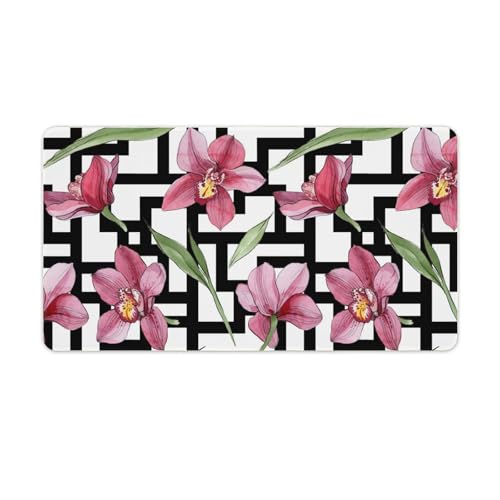 Großes Gaming-Mauspad, Orchideen-Blumen-Druck-Schreibtischmatte, rutschfeste wasserdichte Gummiunterseite, verlängerte lange Schreibtischunterlage, Tastaturmatte, Mauspads, Schreibtischzubehör für Großes Gaming-Mauspad, Orchideen-Blumen-Druck-Schreibtischmatte, rutschfeste wasserdichte Gummiunterseite, verlängerte lange Schreibtischunterlage, Tastaturmatte, Mauspads, Schreibtischzubehör für von Niapessel