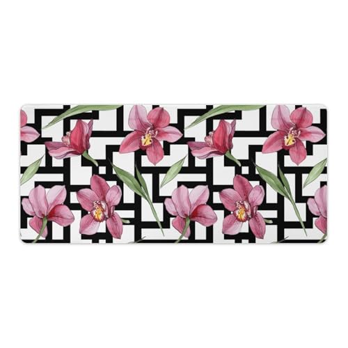 Großes Gaming-Mauspad, Orchideen-Blumen-Druck-Schreibtischmatte, rutschfeste wasserdichte Gummiunterseite, verlängerte lange Schreibtischunterlage, Tastaturmatte, Mauspads, Schreibtischzubehör für Großes Gaming-Mauspad, Orchideen-Blumen-Druck-Schreibtischmatte, rutschfeste wasserdichte Gummiunterseite, verlängerte lange Schreibtischunterlage, Tastaturmatte, Mauspads, Schreibtischzubehör für von Niapessel
