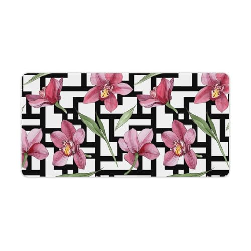 Großes Gaming-Mauspad, Orchideen-Blumen-Druck-Schreibtischmatte, rutschfeste wasserdichte Gummiunterseite, verlängerte lange Schreibtischunterlage, Tastaturmatte, Mauspads, Schreibtischzubehör für Großes Gaming-Mauspad, Orchideen-Blumen-Druck-Schreibtischmatte, rutschfeste wasserdichte Gummiunterseite, verlängerte lange Schreibtischunterlage, Tastaturmatte, Mauspads, Schreibtischzubehör für von Niapessel