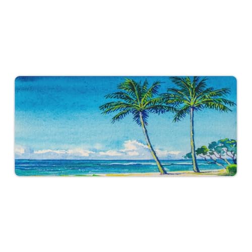 Großes Gaming-Mauspad, Palmen am Strand, bedruckt, rutschfeste wasserdichte Gummiunterseite, verlängerte lange Schreibtischunterlage, Tastaturmatte, Mauspads, Schreibtischzubehör für Gaming, Büro und Großes Gaming-Mauspad, Palmen am Strand, bedruckt, rutschfeste wasserdichte Gummiunterseite, verlängerte lange Schreibtischunterlage, Tastaturmatte, Mauspads, Schreibtischzubehör für Gaming, Büro und von Niapessel