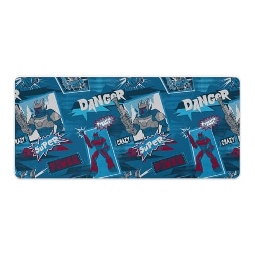 Großes Gaming-Mauspad, Robotermuster auf blauem Grunge-Druck, Schreibtischmatte, rutschfeste wasserdichte Gummiunterseite, verlängerte lange Tastaturmatte, Schreibtischzubehör für Gaming, Büro und Großes Gaming-Mauspad, Robotermuster auf blauem Grunge-Druck, Schreibtischmatte, rutschfeste wasserdichte Gummiunterseite, verlängerte lange Tastaturmatte, Schreibtischzubehör für Gaming, Büro und von Niapessel