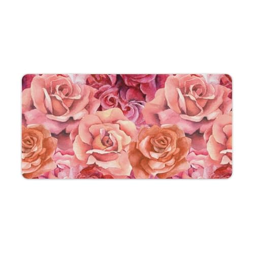 Großes Gaming-Mauspad, Rosen-Blumendruck-Schreibtischmatte, rutschfeste wasserdichte Gummiunterseite, verlängerte lange Schreibtischunterlage, Tastaturmatte, Mauspads, Schreibtischzubehör für Gaming Großes Gaming-Mauspad, Rosen-Blumendruck-Schreibtischmatte, rutschfeste wasserdichte Gummiunterseite, verlängerte lange Schreibtischunterlage, Tastaturmatte, Mauspads, Schreibtischzubehör für Gaming von Niapessel