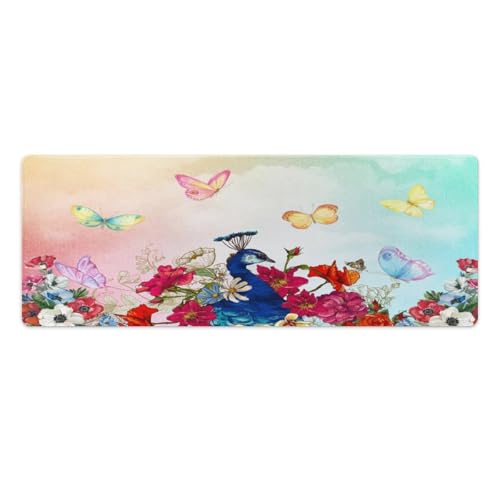 Großes Gaming-Mauspad, Schmetterling mit Pfauen-Szenen-Druck, Schreibtischmatte, rutschfeste wasserdichte Gummiunterseite, verlängerte lange Schreibtischunterlage, Tastaturmatte, Mauspads Großes Gaming-Mauspad, Schmetterling mit Pfauen-Szenen-Druck, Schreibtischmatte, rutschfeste wasserdichte Gummiunterseite, verlängerte lange Schreibtischunterlage, Tastaturmatte, Mauspads von Niapessel