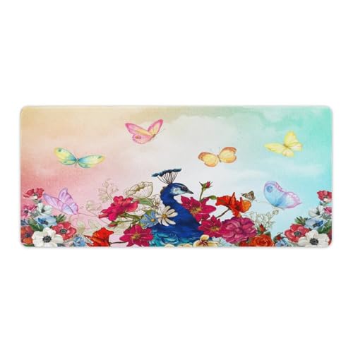 Großes Gaming-Mauspad, Schmetterling mit Pfauen-Szenen-Druck, Schreibtischmatte, rutschfeste wasserdichte Gummiunterseite, verlängerte lange Schreibtischunterlage, Tastaturmatte, Mauspads Großes Gaming-Mauspad, Schmetterling mit Pfauen-Szenen-Druck, Schreibtischmatte, rutschfeste wasserdichte Gummiunterseite, verlängerte lange Schreibtischunterlage, Tastaturmatte, Mauspads von Niapessel