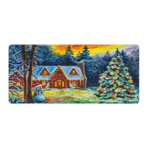 Großes Gaming-Mauspad, Schneemann, Weihnachten, Winter, Wald, Druck, Schreibtischmatte, rutschfeste wasserdichte Gummiunterseite, verlängerte lange Tastaturmatte, Schreibtischzubehör für Gaming, Büro Großes Gaming-Mauspad, Schneemann, Weihnachten, Winter, Wald, Druck, Schreibtischmatte, rutschfeste wasserdichte Gummiunterseite, verlängerte lange Tastaturmatte, Schreibtischzubehör für Gaming, Büro von Niapessel