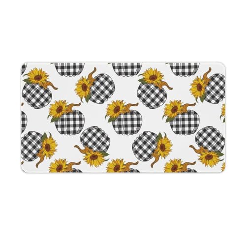 Großes Gaming-Mauspad, Sonnenblumengitter, Kürbisdruck, Schreibtischmatte, rutschfest, wasserdicht, Gummiunterseite, verlängerte lange Tastaturmatte, Schreibtischzubehör für Gaming, Büro und Zuhause Großes Gaming-Mauspad, Sonnenblumengitter, Kürbisdruck, Schreibtischmatte, rutschfest, wasserdicht, Gummiunterseite, verlängerte lange Tastaturmatte, Schreibtischzubehör für Gaming, Büro und Zuhause von Niapessel