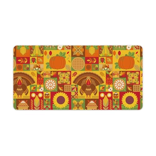 Großes Gaming-Mauspad, Thanksgiving Day, geometrischer Druck, Schreibtischmatte, rutschfeste, wasserdichte Gummiunterseite, verlängerte lange Tastaturmatte, Schreibtischzubehör für Gaming, Büro und Großes Gaming-Mauspad, Thanksgiving Day, geometrischer Druck, Schreibtischmatte, rutschfeste, wasserdichte Gummiunterseite, verlängerte lange Tastaturmatte, Schreibtischzubehör für Gaming, Büro und von Niapessel