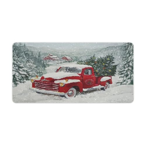 Großes Gaming-Mauspad, Weihnachts-LKW, Winterlandschaft, Druck, Schreibtischmatte, rutschfeste wasserdichte Gummiunterseite, verlängerte lange Tastaturmatte, Schreibtischzubehör für Gaming, Büro und Großes Gaming-Mauspad, Weihnachts-LKW, Winterlandschaft, Druck, Schreibtischmatte, rutschfeste wasserdichte Gummiunterseite, verlängerte lange Tastaturmatte, Schreibtischzubehör für Gaming, Büro und von Niapessel