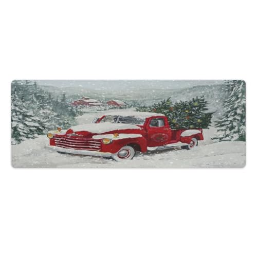 Großes Gaming-Mauspad, Weihnachts-LKW, Winterlandschaft, Druck, Schreibtischmatte, rutschfeste wasserdichte Gummiunterseite, verlängerte lange Tastaturmatte, Schreibtischzubehör für Gaming, Büro und Großes Gaming-Mauspad, Weihnachts-LKW, Winterlandschaft, Druck, Schreibtischmatte, rutschfeste wasserdichte Gummiunterseite, verlängerte lange Tastaturmatte, Schreibtischzubehör für Gaming, Büro und von Niapessel