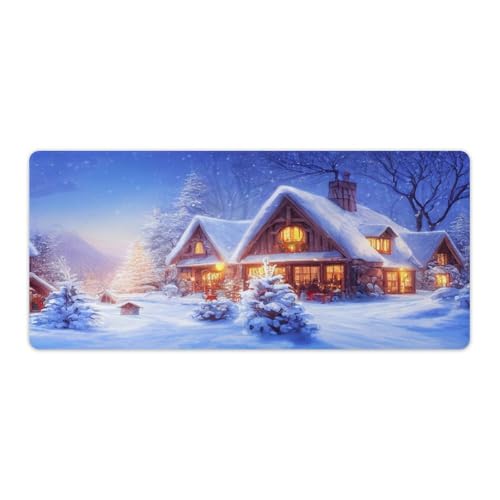 Großes Gaming-Mauspad, Weihnachts-Winterhaus-Druck, Schreibtischmatte, rutschfeste wasserdichte Gummiunterseite, verlängerte lange Tastaturmatte, Schreibtischzubehör für Gaming, Büro und Zuhause, 40 x Großes Gaming-Mauspad, Weihnachts-Winterhaus-Druck, Schreibtischmatte, rutschfeste wasserdichte Gummiunterseite, verlängerte lange Tastaturmatte, Schreibtischzubehör für Gaming, Büro und Zuhause, 40 x von Niapessel